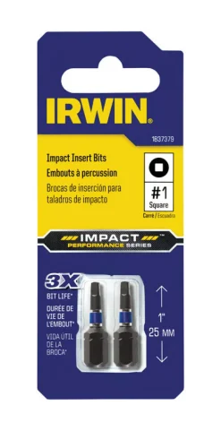 Irwin Impact Performance Series Square #1 X 1 in. L Impact Insert Bit S2 Tool Steel 2 pc