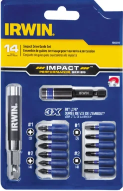 Irwin Impact Performance Series Phillips/Square Impact Drive Guide Set Steel 14 pc