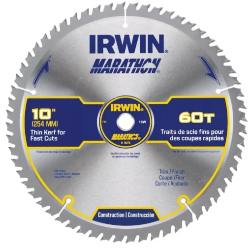 Irwin Marathon 10 in. D X 5/8 in. Carbide Miter and Table Saw Blade 60 teeth 1 pk
