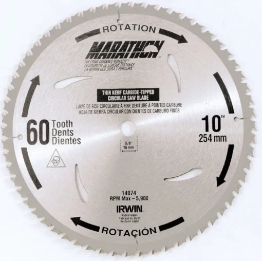 Irwin Marathon 10 in. D X 5/8 in. Carbide Miter and Table Saw Blade 60 teeth 1 pk