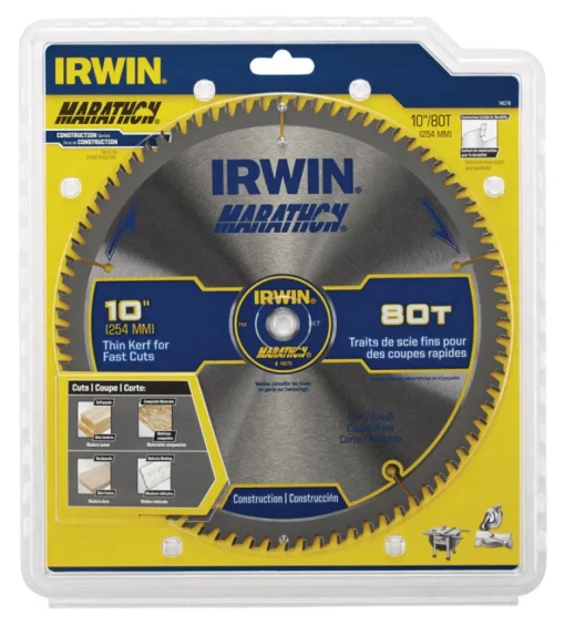 Irwin Marathon 10 in. D X 5/8 in. Carbide Circular Saw Blade 80 teeth 1 pk