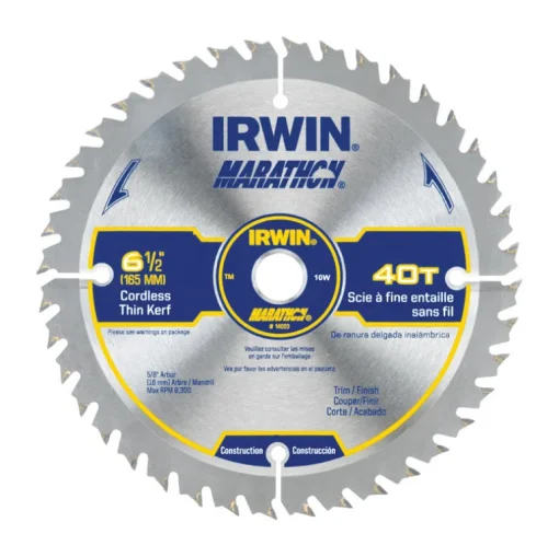 Irwin Marathon 6-1/2 in. D X 5/8 in. Carbide Circular Saw Blade 40 teeth 1 pk