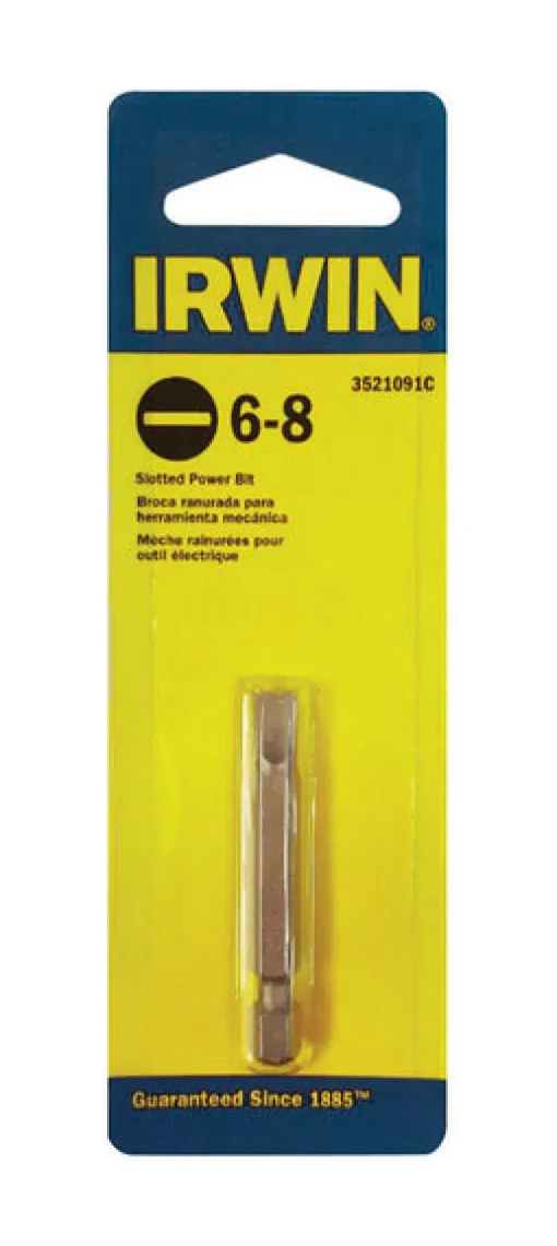 Irwin Slotted #6-8 X 1-15/16 in. L Power Bit S2 Tool Steel 1 pc