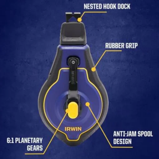 Irwin Speed-Line Pro Blue Braided Chalk Line Reel 100 ft.