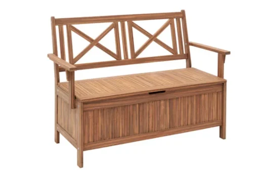 Jack Post Crossback Storage Bench Wood 35.5 in. H x 23.75 in. L x 49.5 in. D