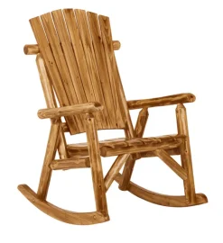 Jack Post Northwood Brown Wood Frame Log Rocking Chair
