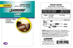 Jandorf 6 amps Single Pole or 3-way Rotary Appliance Switch Brass 1 pk
