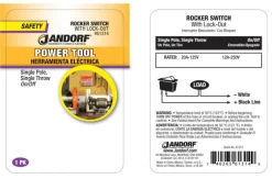 Jandorf 20 amps Single Pole Rocker Power Tool Switch Black/Red 1 pk