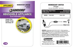 Jandorf 0.25 amps Single Pole Momentary/Normally Off Appliance Switch Black/Silver 1 pk