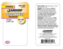 Jandorf 12-10 Ga. Insulated Wire Female Disconnect Silver 5 pk