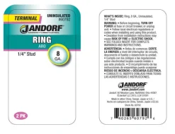 Jandorf 8 Ga. Insulated Wire Terminal Ring Silver 2 pk