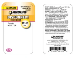 Jandorf 12-10 Ga. Insulated Wire Female Disconnect Clear 5 pk