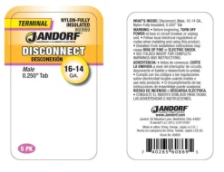 Jandorf 16-14 Ga. Insulated Wire Male Disconnect Blue 5 pk