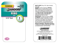 Jandorf 8 Ga. Insulated Wire Terminal Ring Red 2 pk