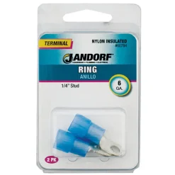 Jandorf 6 Ga. Insulated Wire Terminal Ring Blue 2 pk