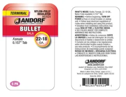 Jandorf 22-18 Ga. Insulated Wire Female Bullet Red 5 pk