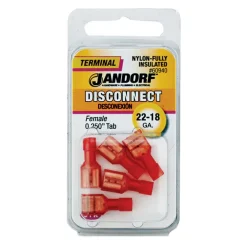 Jandorf 22-18 Ga. Insulated Wire Female Disconnect Red 5 pk