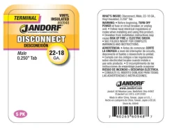 Jandorf 12-10 Ga. Insulated Wire Male Disconnect Yellow 4 pk