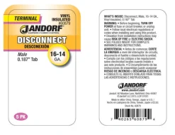 Jandorf 16-14 Ga. Insulated Wire Male Disconnect Blue 5 pk