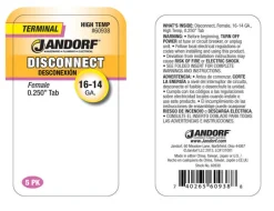 Jandorf 16-14 Ga. Insulated Wire Female Disconnect Silver 5 pk