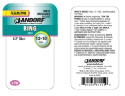 Jandorf 12-10 Ga. Insulated Wire Terminal Ring Yellow 2 pk