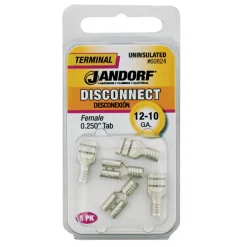 Jandorf 12-10 Ga. Uninsulated Wire Female Disconnect Silver 5 pk