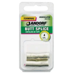 Jandorf 4 Ga. Uninsulated Wire Terminal Butt Splice Silver 2 pk