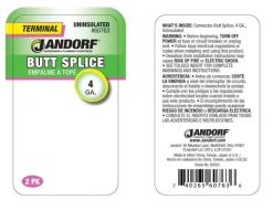 Jandorf 4 Ga. Uninsulated Wire Terminal Butt Splice Silver 2 pk