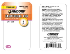 Jandorf 4 Ga. Uninsulated Wire Electrical Lug Silver 2 pk