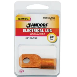 Jandorf 3/0 Ga. Uninsulated Wire Electrical Lug Copper 1 pk