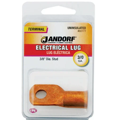 Jandorf 3/0 Ga. Uninsulated Wire Electrical Lug Copper 1 pk