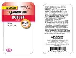 Jandorf 22-18 Ga. Uninsulated Wire Male Bullet Silver 5 pk