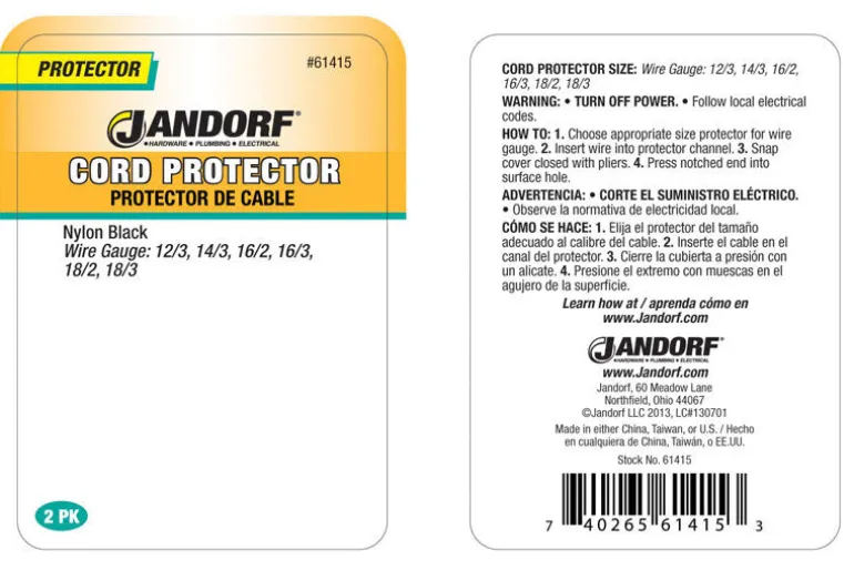 Jandorf 0.75 in. L Cord Protector 2 pk