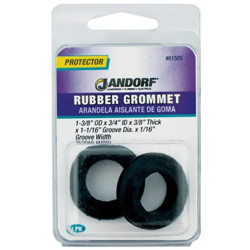 Jandorf Black Insulating Rubber Grommet 3/8 D x 1-3/8 Dia. in.