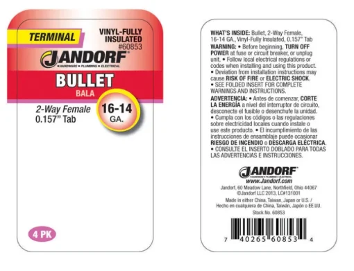 Jandorf Insulated Wire Female Bullet Clear 4 pk