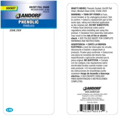 Jandorf Phenolic Medium Base Pull Chain Socket 1 pk