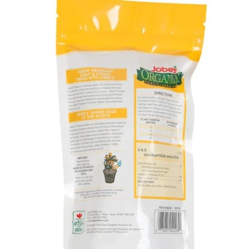 Jobe's Organics Fruit & Citrus Potted Trees 3-5-7 Fertilizer Spikes