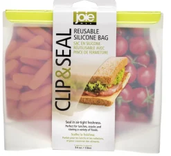 Joie 29148 7 X 7.75 Clear Clip & Seal Reusable Silicone Food Storage Bag