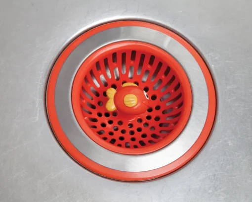 Joie 77019 4.5 X 1.25 Orange & Silver Splash Sink Drain Strainer
