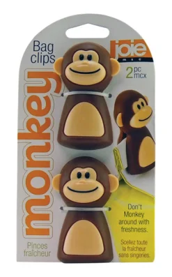 Joie Monkey Brown/ Beige Plastic Bag Clips