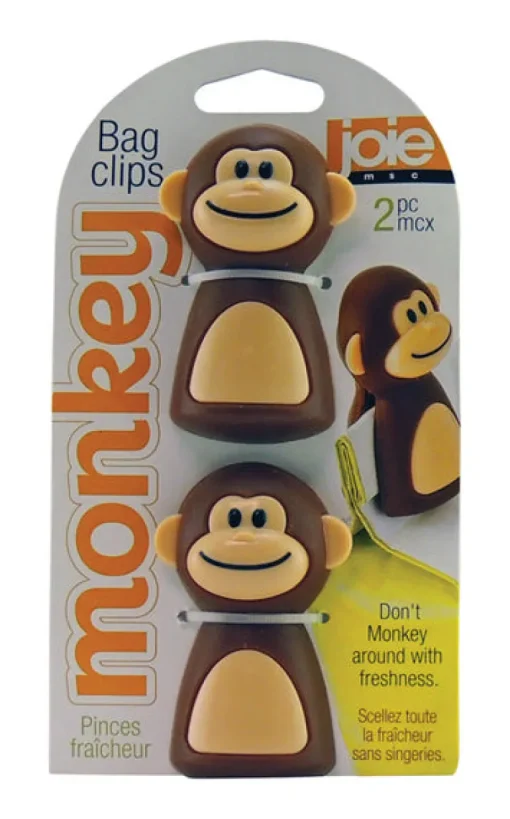 Joie Monkey Brown/ Beige Plastic Bag Clips