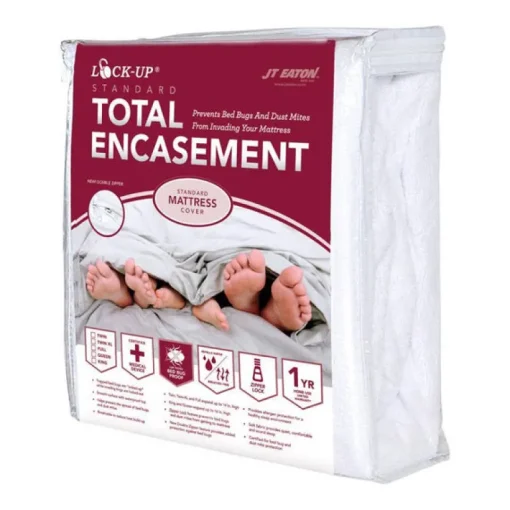 JT Eaton Lock-Up Queen White Stretch-Knit Polyester Mattress Encasement Cover