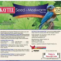 Kaytee Seed & Mealworm Treat Cake Wild Bird Hulled Sunflower Seed Seed Cake 6 oz (Pack of 6).