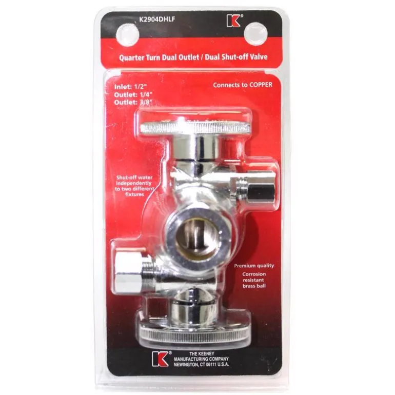 Keeney 3/8 in. Compression in. X 1/4 in. Compression Brass Dual Shut-Off Valve
