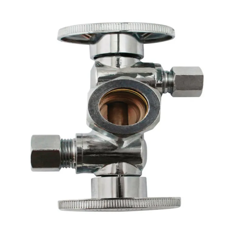 Keeney 3/8 in. Compression in. X 1/4 in. Compression Brass Dual Shut-Off Valve