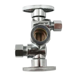 Keeney 3/8 in. Compression in. X 1/4 in. Compression Brass Dual Shut-Off Valve