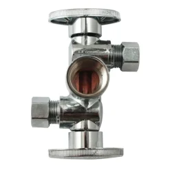 Keeney 1/4 in. FIP in. X 3/8 in. Compression Brass Dual Shut-Off Valve