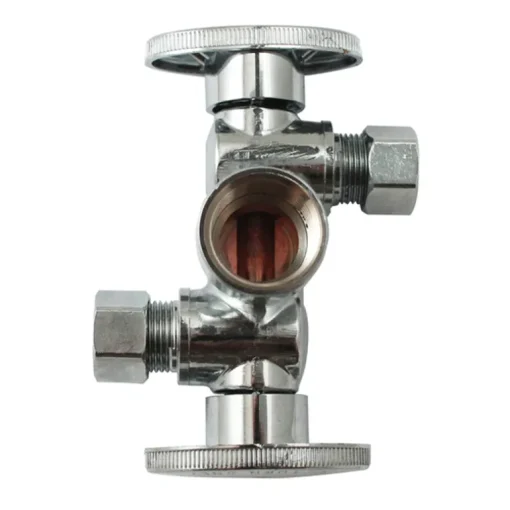 Keeney 1/4 in. FIP in. X 3/8 in. Compression Brass Dual Shut-Off Valve