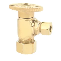 Keeney Polished Brass Quarter Turn Shut-Off Valve 1/2 FIP x 3/8 Compression Dia. in.