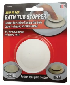 Keeney Polished Chrome Finish Stylewise Stop N' Pop Rubber Bath Tub Stopper 1-1/2 in.